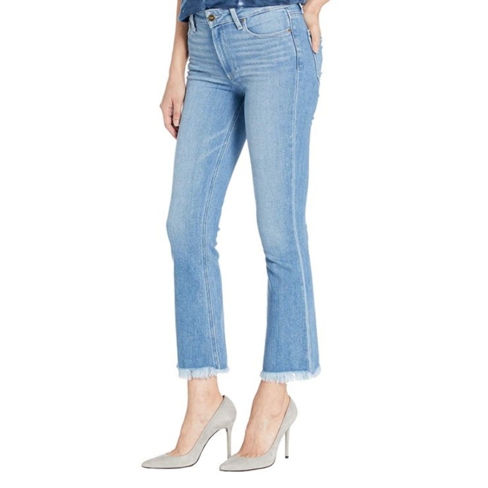 Paige Collette Crop Flare Jeans 26 Baybreak Raw Hems